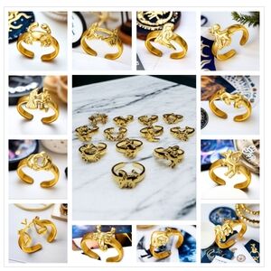 18k Gold Plated Zodiac Celestial Astrology Ring - Pick Your Sign